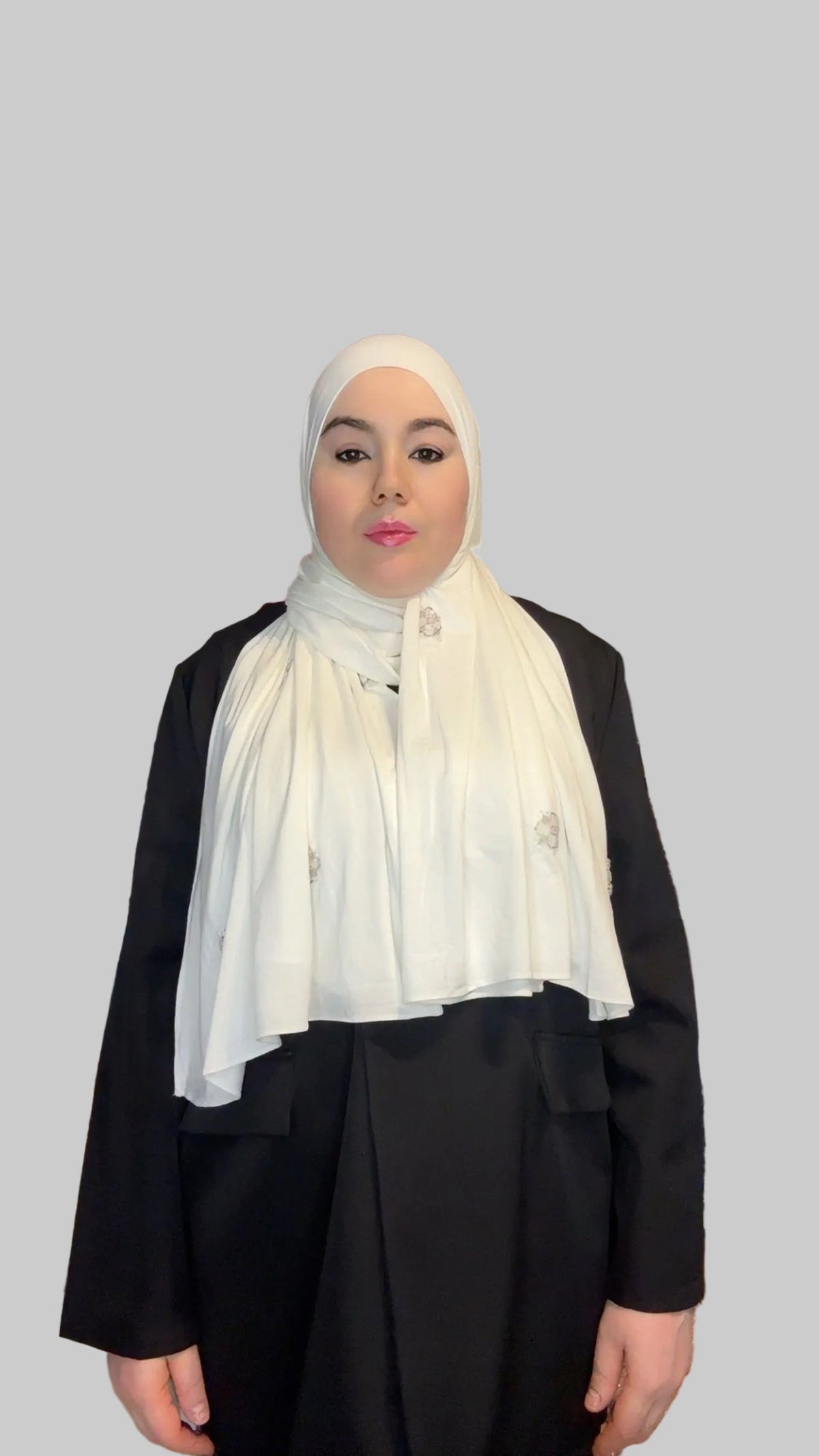 Hijab Crystal Blanc porté