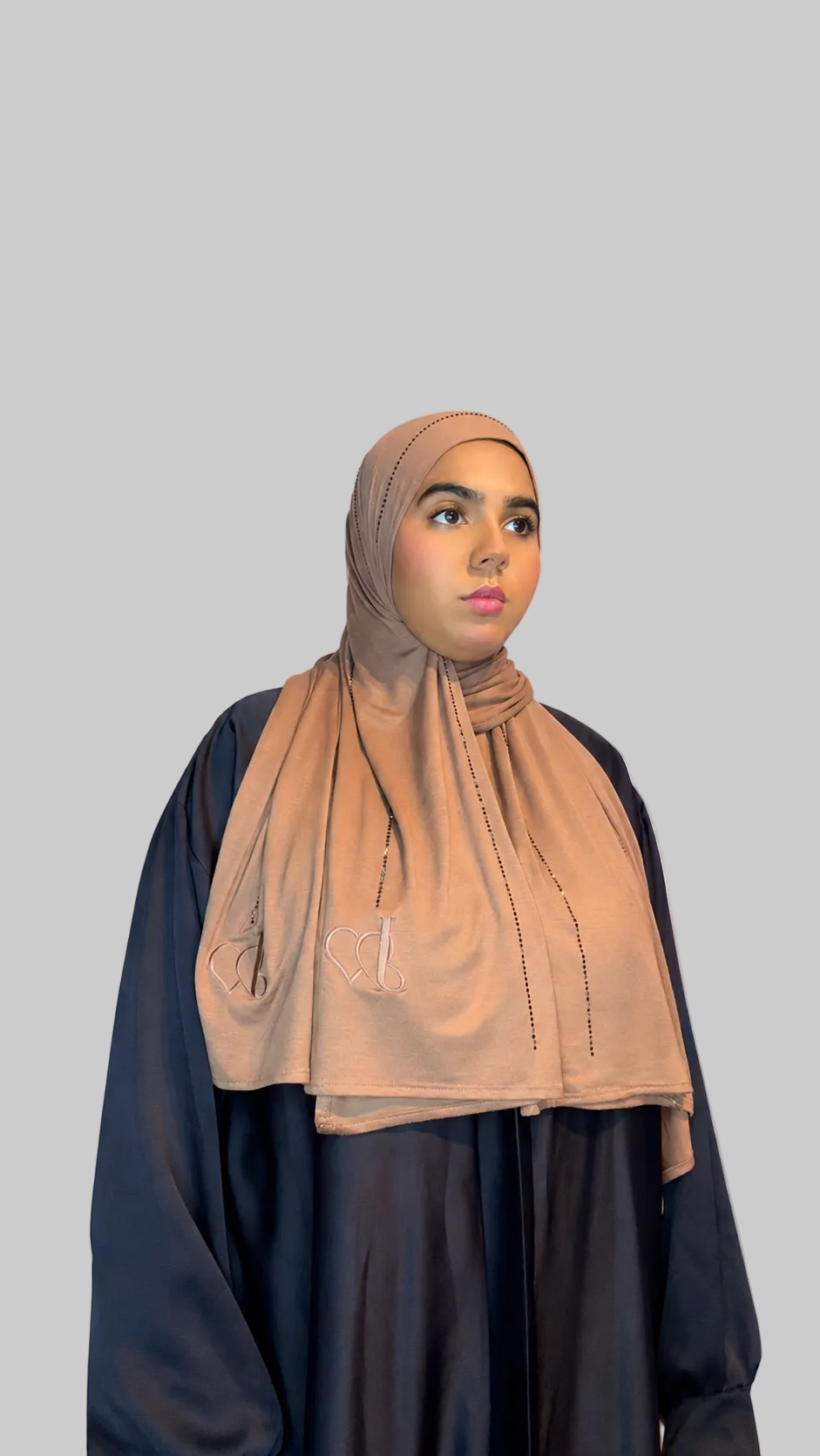 Hijab Strass Beige Foncé