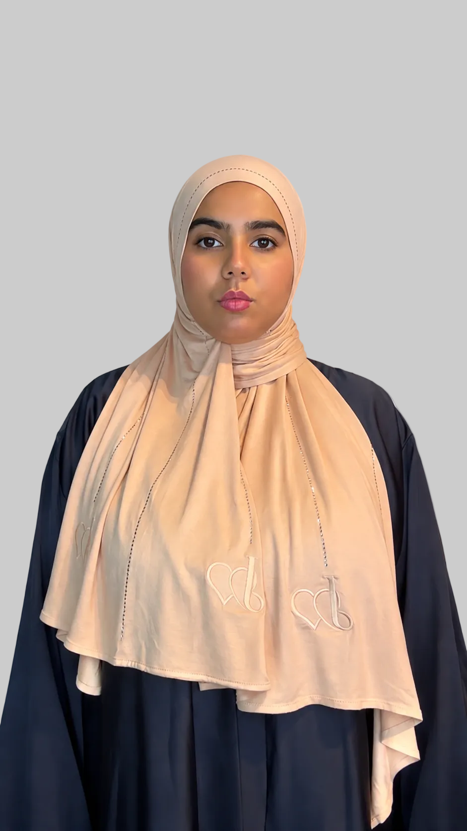 Hijab Strass Beige Pêche