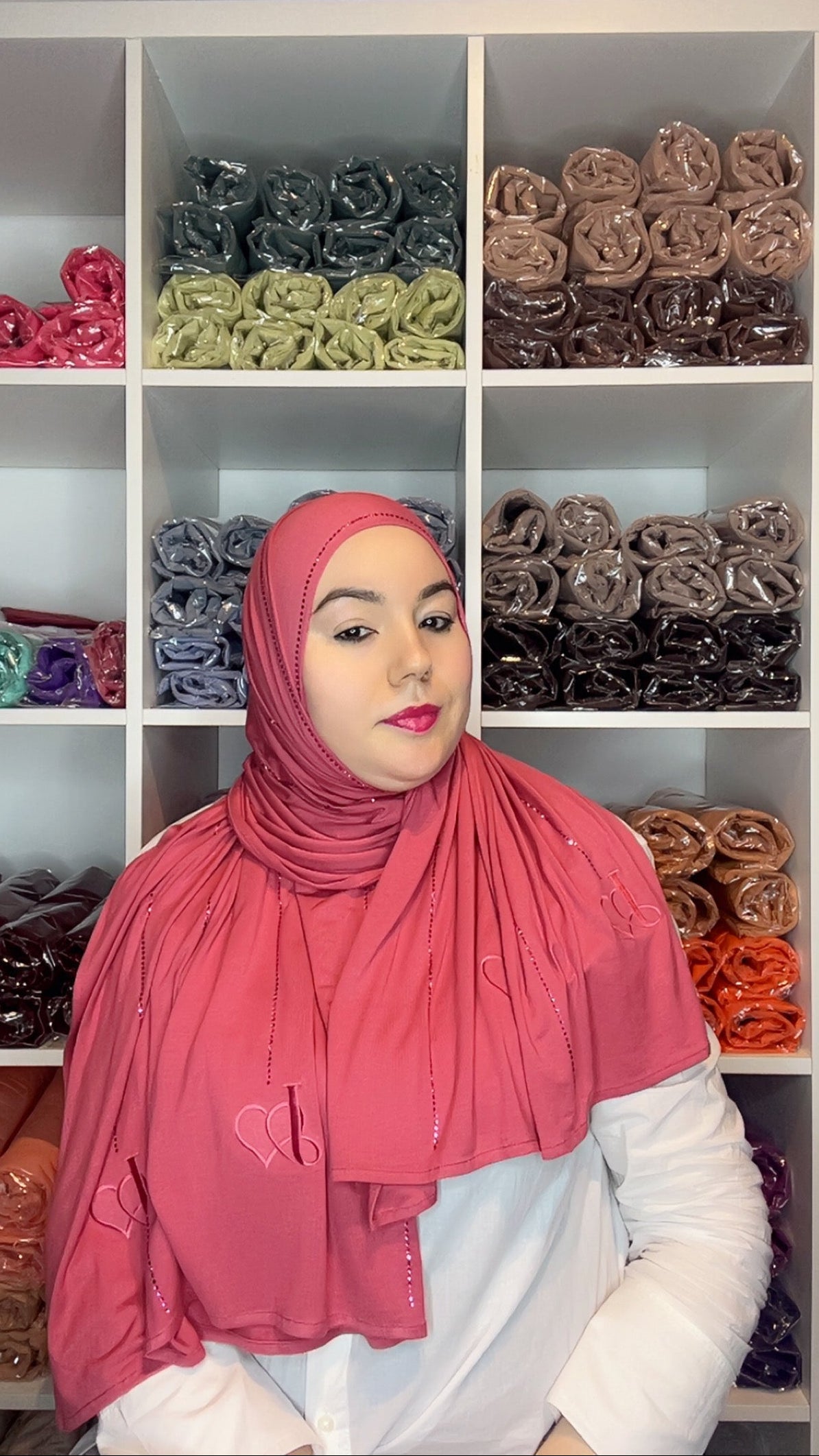 Hijab Strass - rose framboise